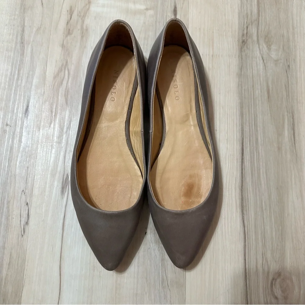 Nisolo Dove Grey Ava Ballerina‎ Leather Flat Size 8 - Picture 8 of 9